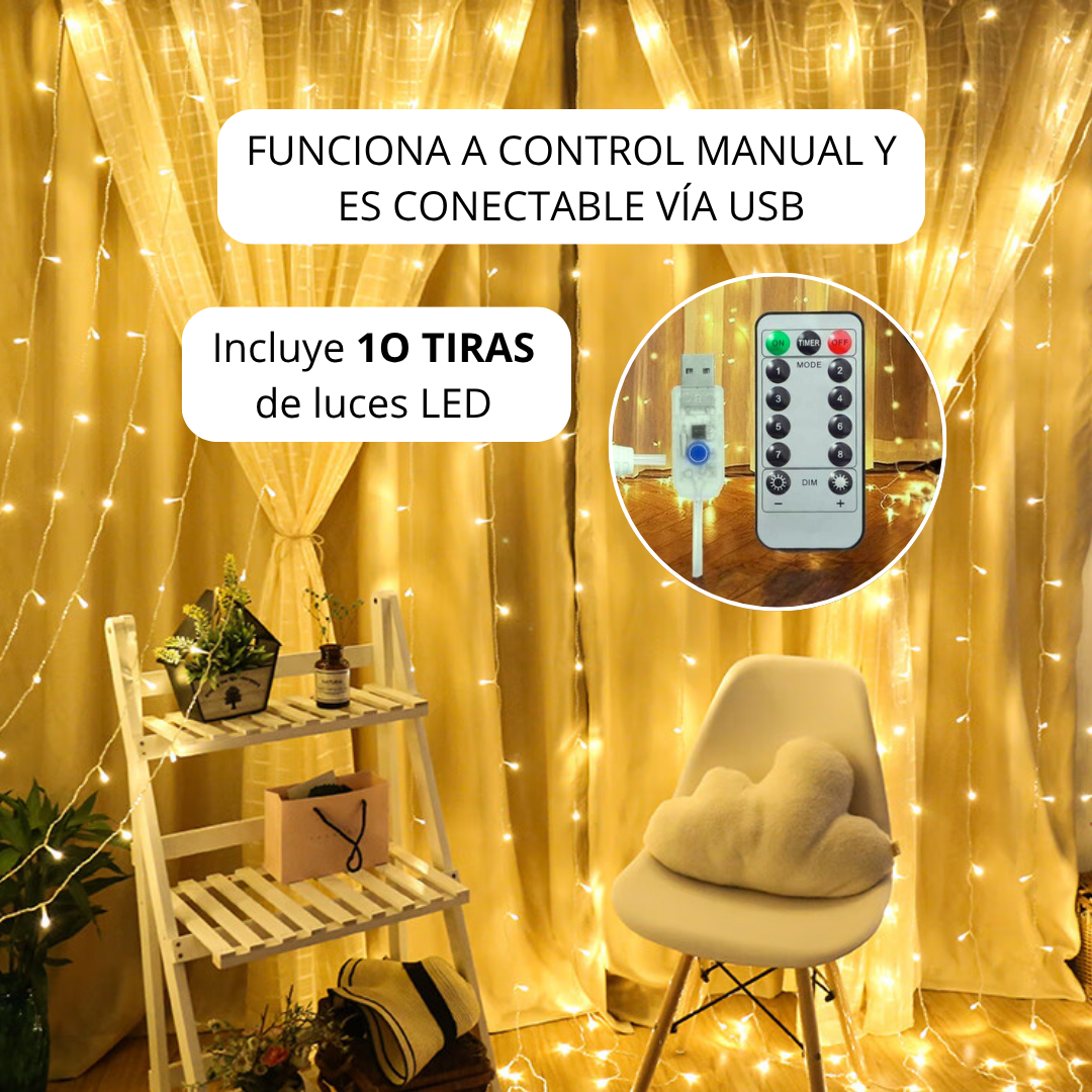 CORTINA DE LUZ LED NAVIDEÑA