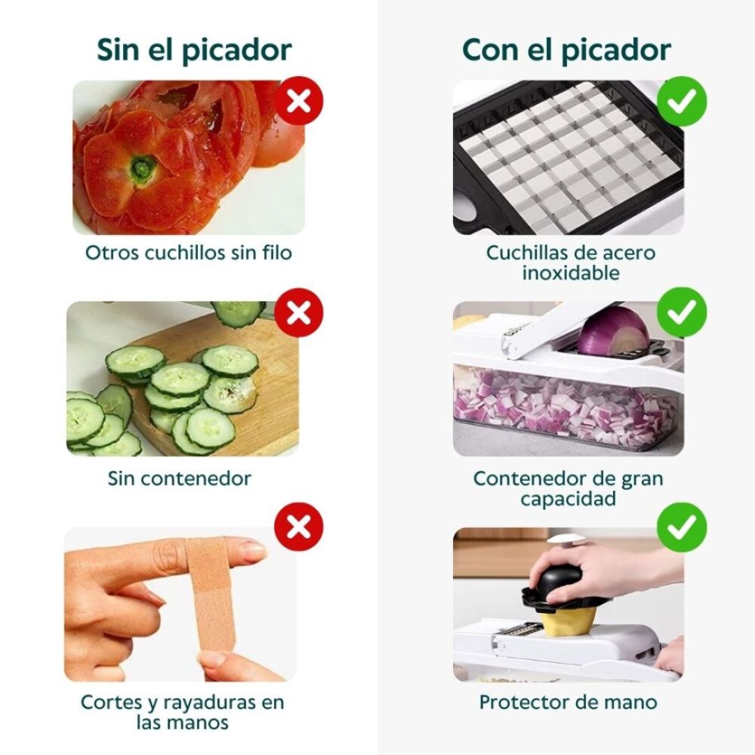 Picador multifuncional: ¡Corta, ralla, y rebana en segundos!