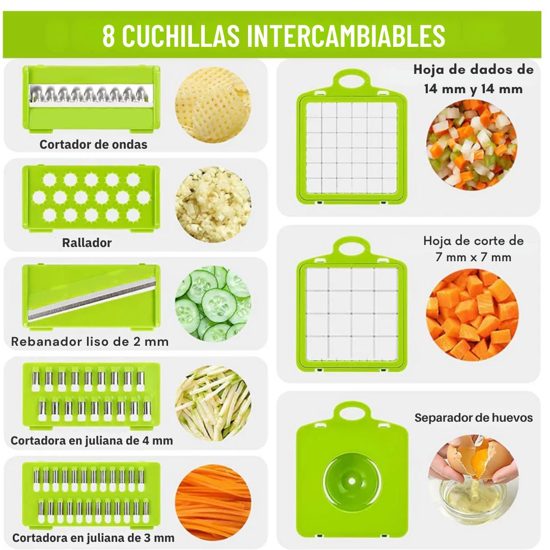 Picador multifuncional: ¡Corta, ralla, y rebana en segundos!