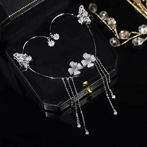 Aretes Mariposa pompón sin perforación en (DORADO Y PLATEADO)