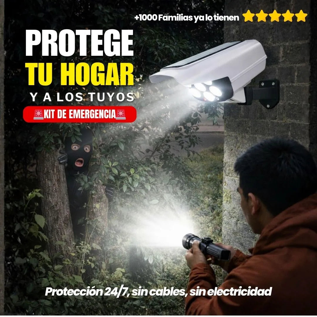 **** KIT PROTECCIÓN 360 **** 2 FOCOS SOLARES + 1 LINTERNA APRUEBA DE TODO