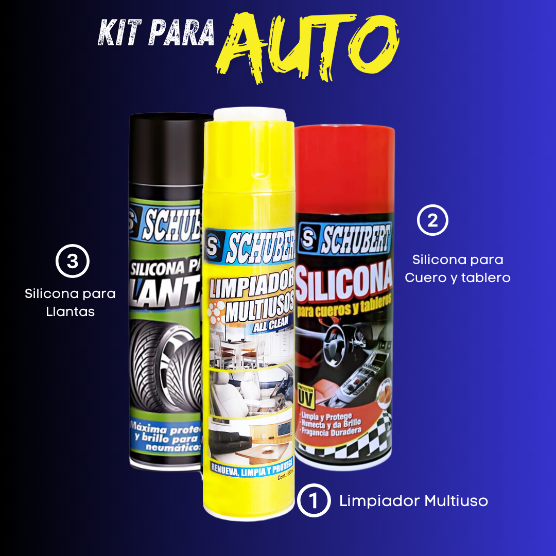 Kit de limpieza para auto, Limpiador y siliconas para auto